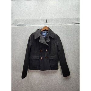 American Eagle Outfitters Womens Peacoat Jacket Size S Black & Gray Wool Blend